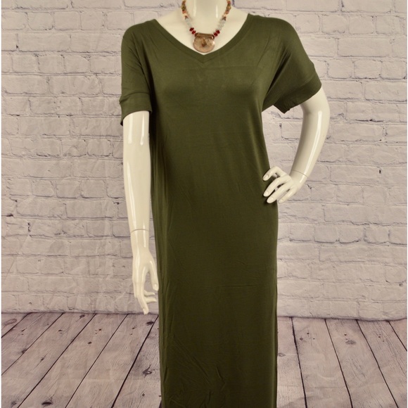 BN Zenana Premium V Neck Short Sleeve Maxi Dress Size Various - Picture 10 of 12